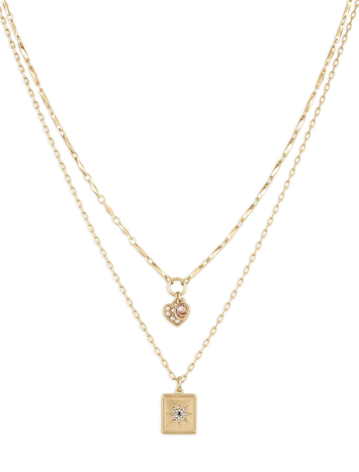 Lucky Brand Tag Charm Layer Gifting Necklace Gold