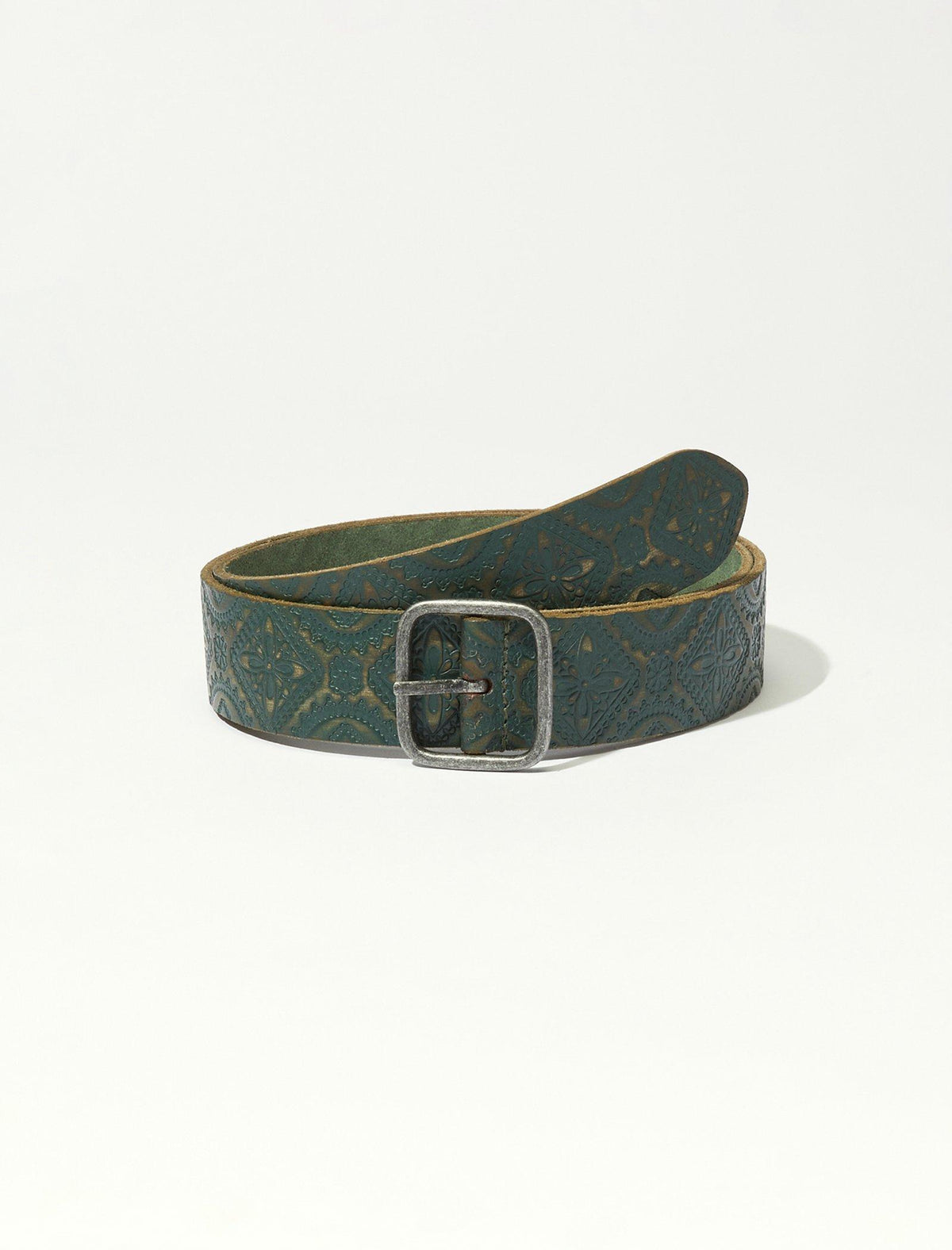 Lucky Brand Teal Embossed Leather Belt - Women's Accessories Belts Blue/Teal