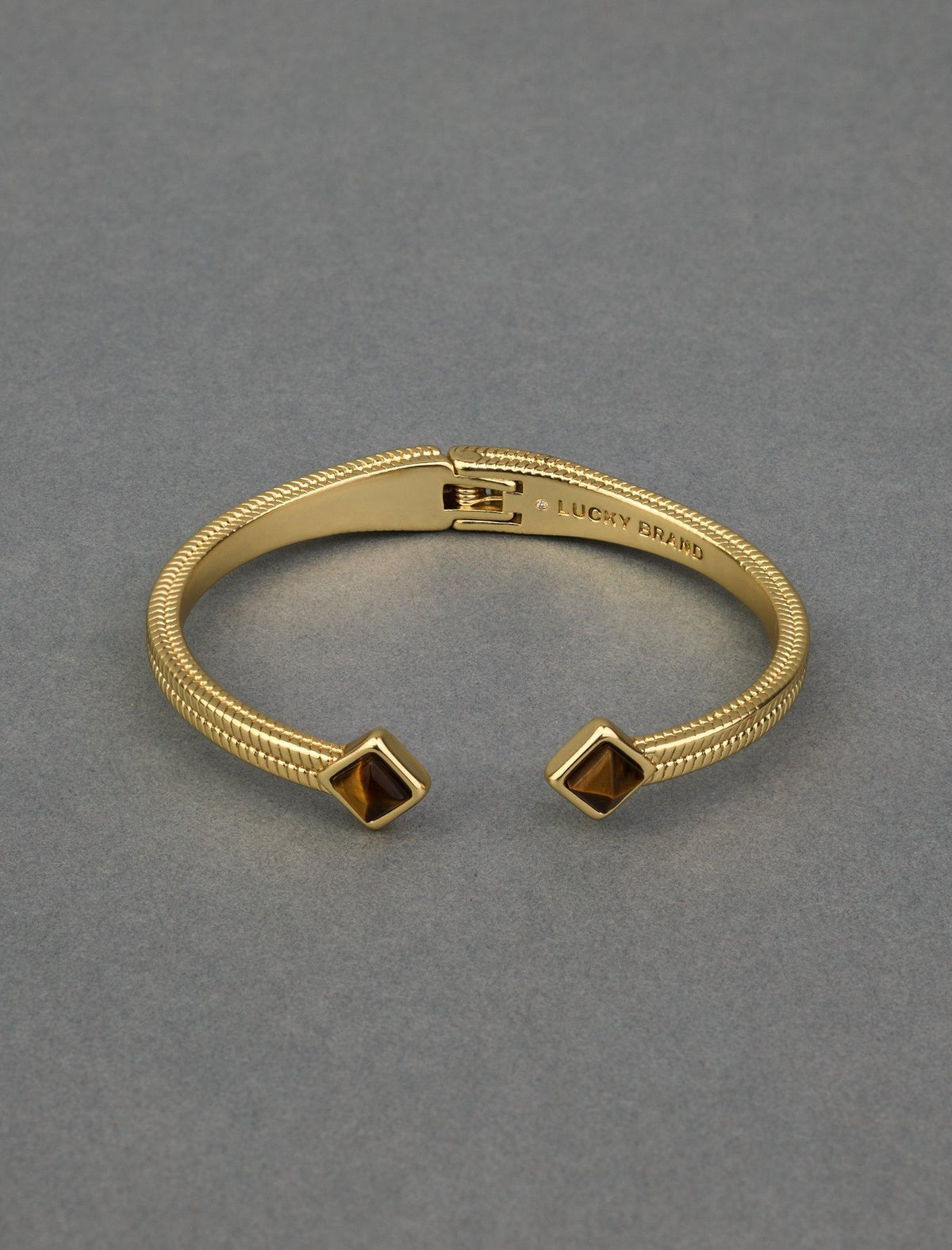 Lucky Brand Tiger Eye Hinge Cuff - Women's Ladies Accessories Jewelry Bracelets Gold