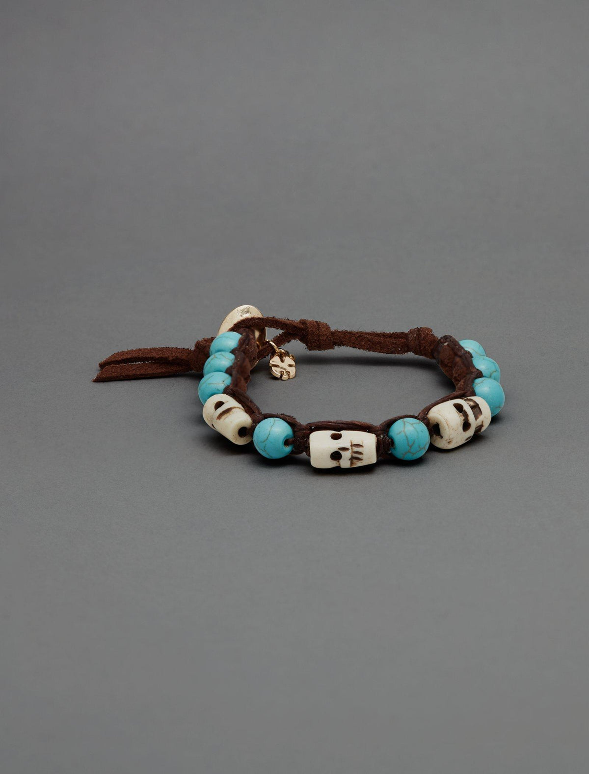 Lucky Brand Turquoise And Carved Skull Wrap Bracelet - Women's Ladies Accessories Jewelry Bracelets Gold