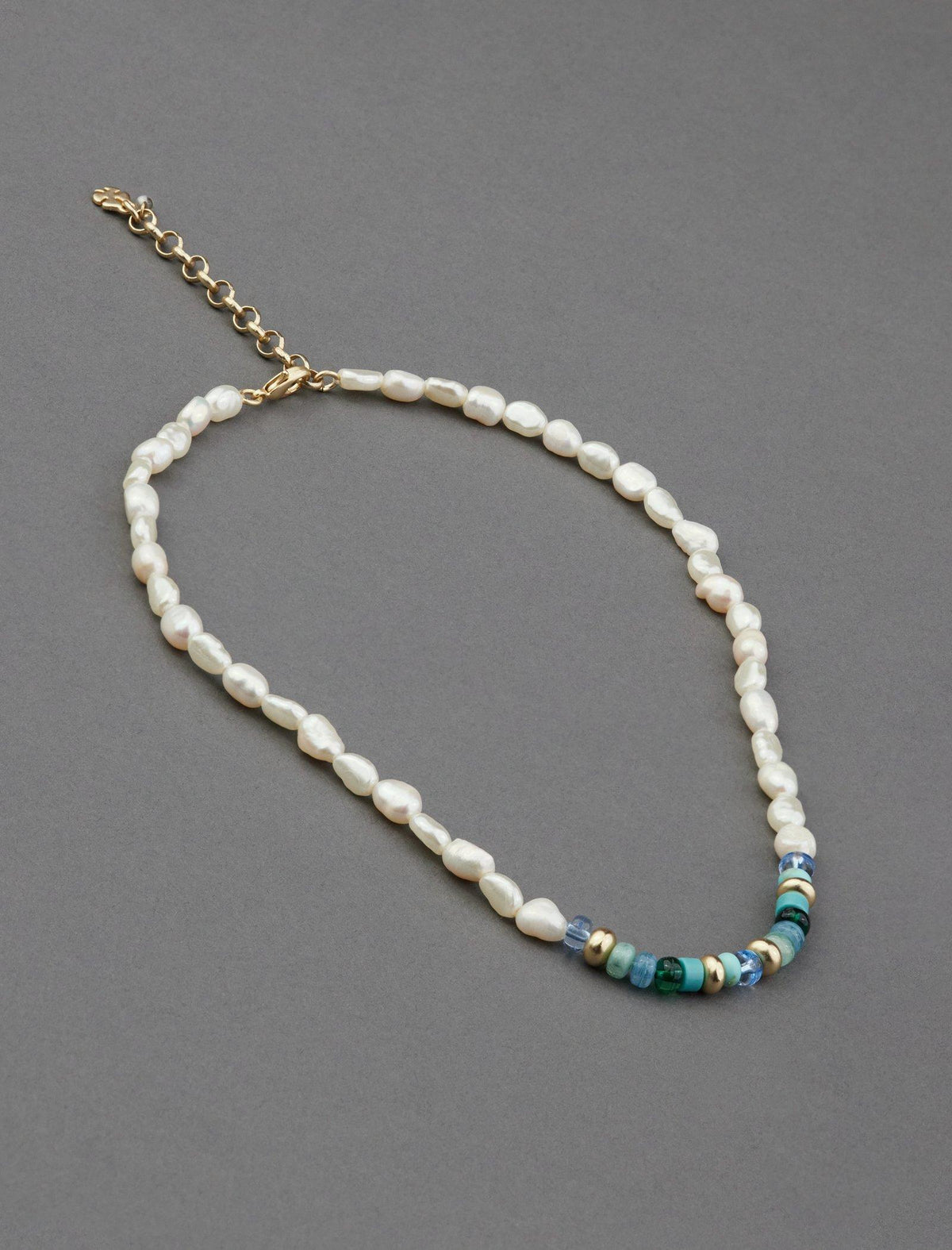 Lucky Brand Turquoise And Pearl Beaded Collar Necklace Gold