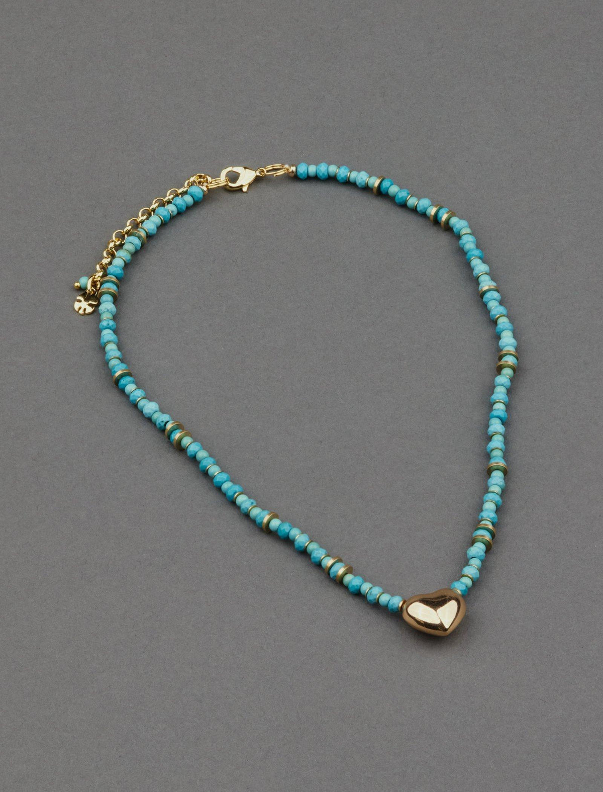 Lucky Brand Turquoise Heart Choker Necklace Gold