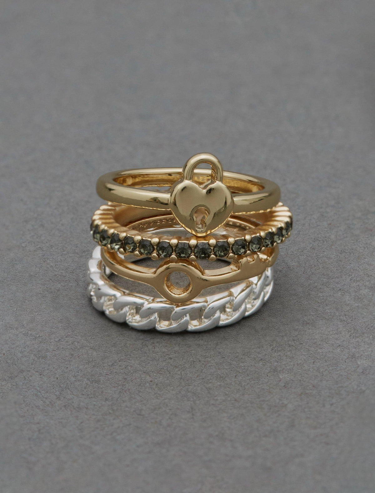 Lucky Brand Lock Ring Stack - Women's Ladies Accessories Jewelry Rings Two Tone