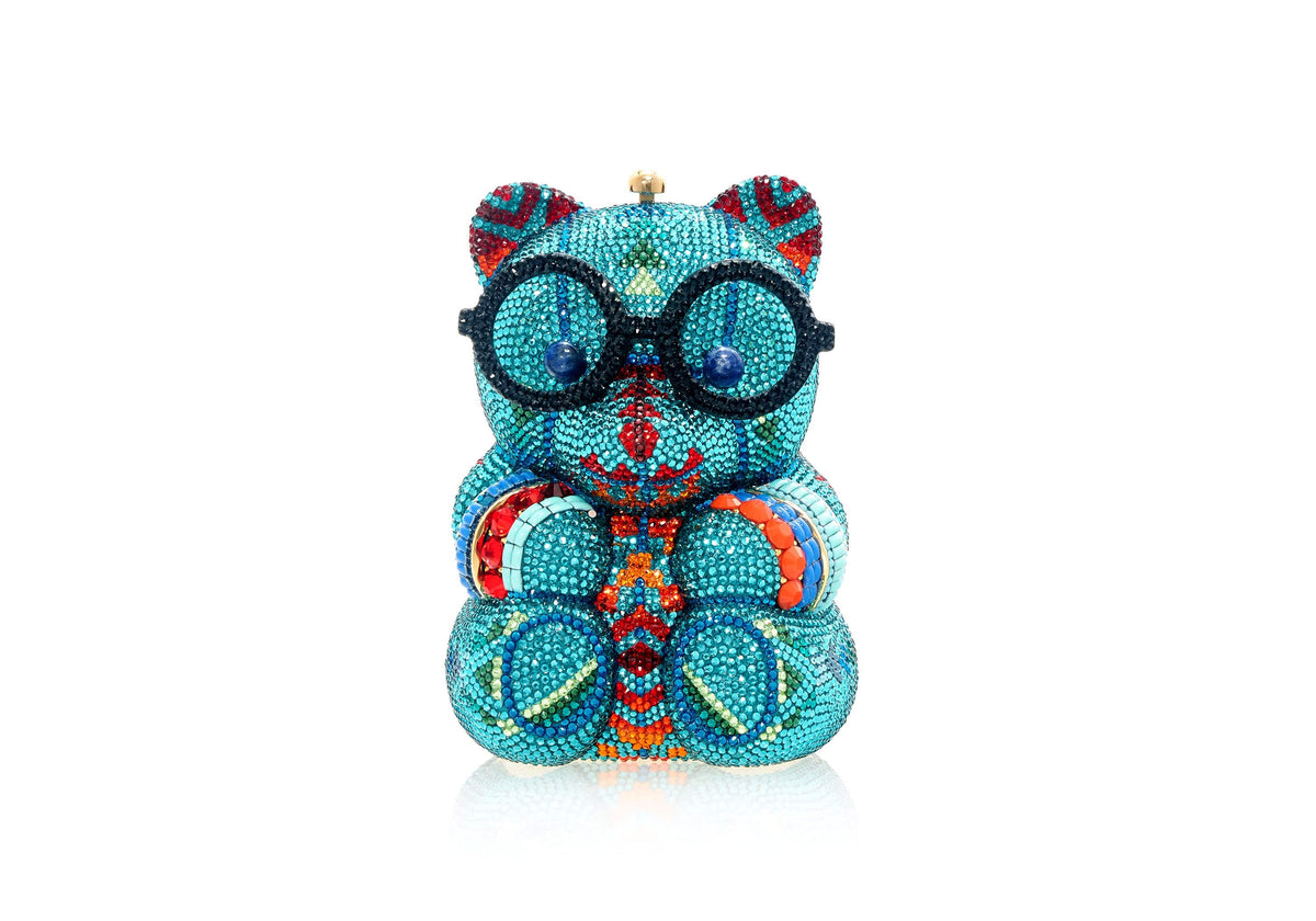 Judith Leiber Couture Turquoise Teddy Bear