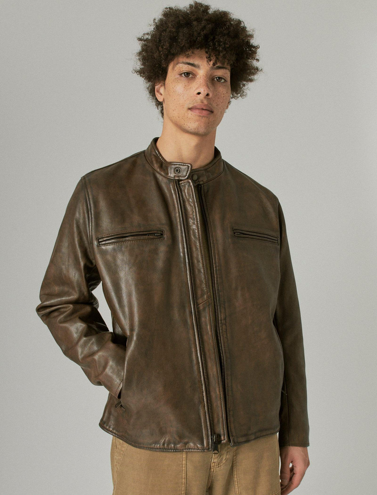 Lucky Brand Vintage Leather Jacket Pinecone
