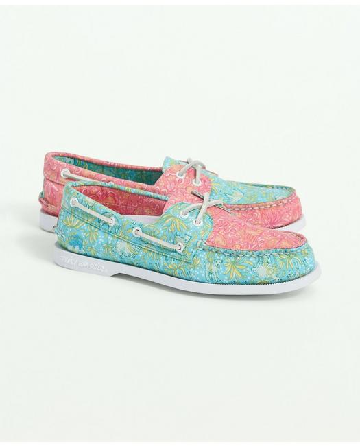 Brooks Brothers Women's Sperry x A/O 2-Eye Floral Shoes Blue