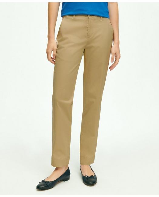 Brooks Brothers Women's Garment Washed Stretch Cotton Chinos Light Beige