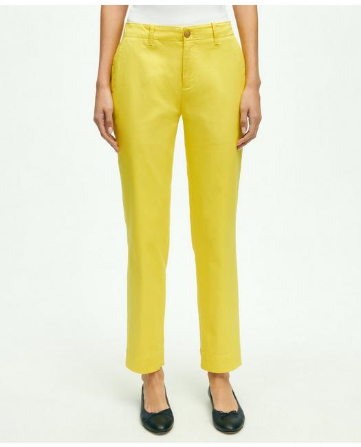 Brooks Brothers Women's Garment Washed Stretch Cotton Chinos Yellow