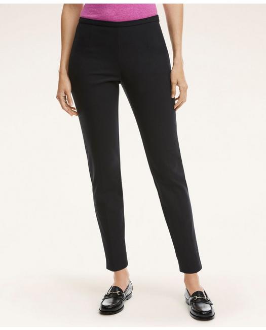 Brooks Brothers Women's Side-Zip Stretch Cotton Pant Black