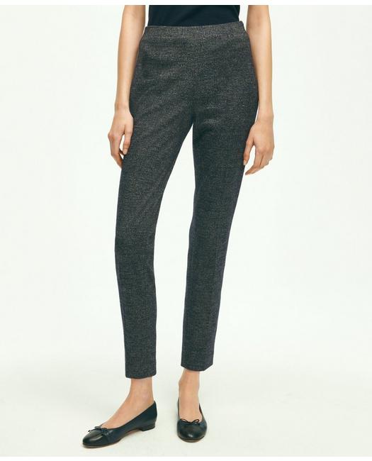 Brooks Brothers Women's Side-Zip Cotton Wool Blend Glenn Plaid Cropped Pants Grey