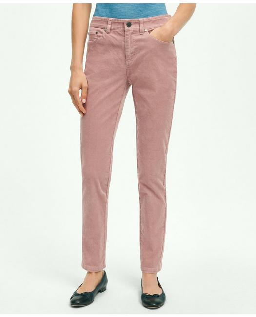 Brooks Brothers Women's Stretch Cotton Corduroy 5-Pocket Pants Pink
