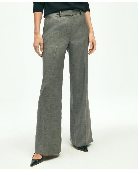 Brooks Brothers Women's Stretch Wool Twill Sharkskin Trousers Grey