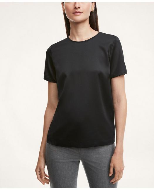 Brooks Brothers Women's Silk T-Shirt Black