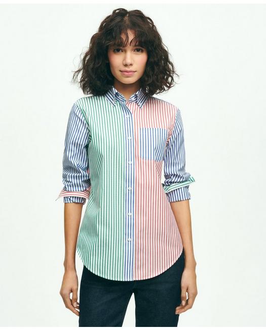 Brooks Brothers Women's Classic Fit Supima Cotton Fun Stripe Shirt Multicolor