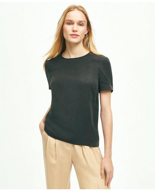 Brooks Brothers Women's Soft Icons Short-Sleeve Blouse Black