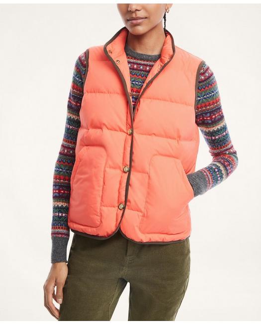 Brooks Brothers Women's Down Puffer Vest Coral