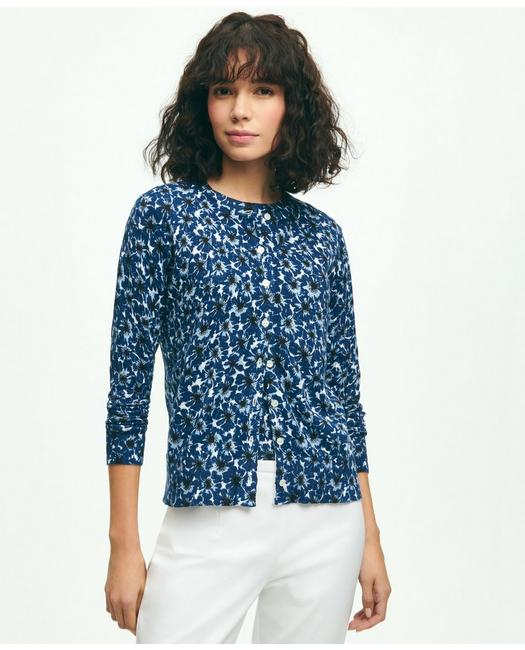 Brooks Brothers Women's Cotton Poppy Cardigan Sweater Blue
