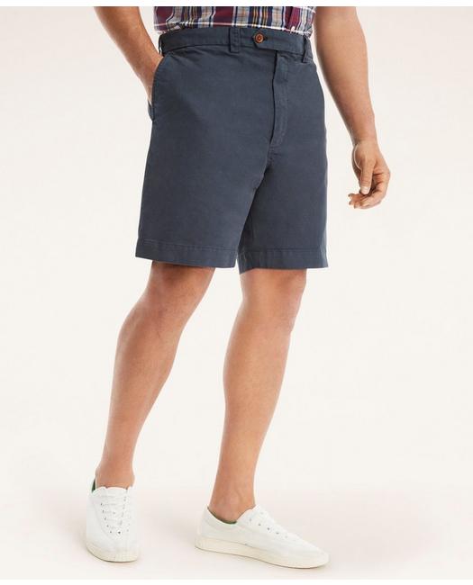 Brooks Brothers Men's Big & Tall 9" Stretch Washed Canvas Shorts Navy