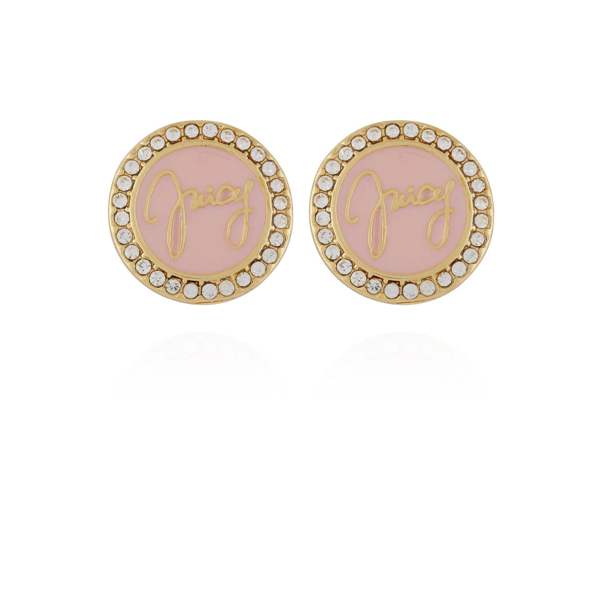 Juicy Couture Circle Rhinestone Stud Earrings Pink