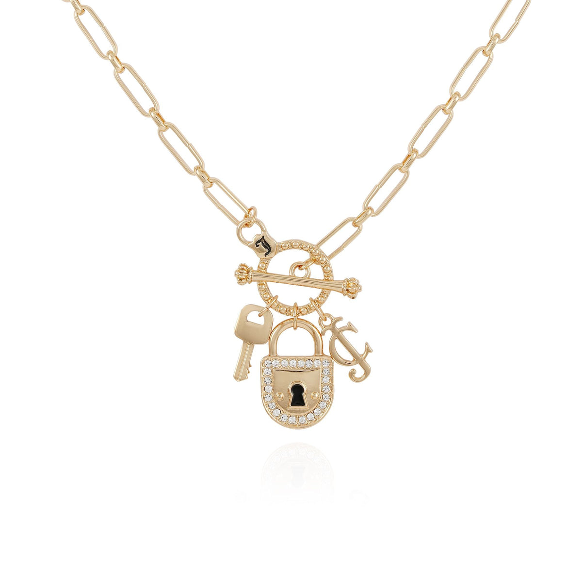 Juicy Couture Charmed Lock Necklace Gold