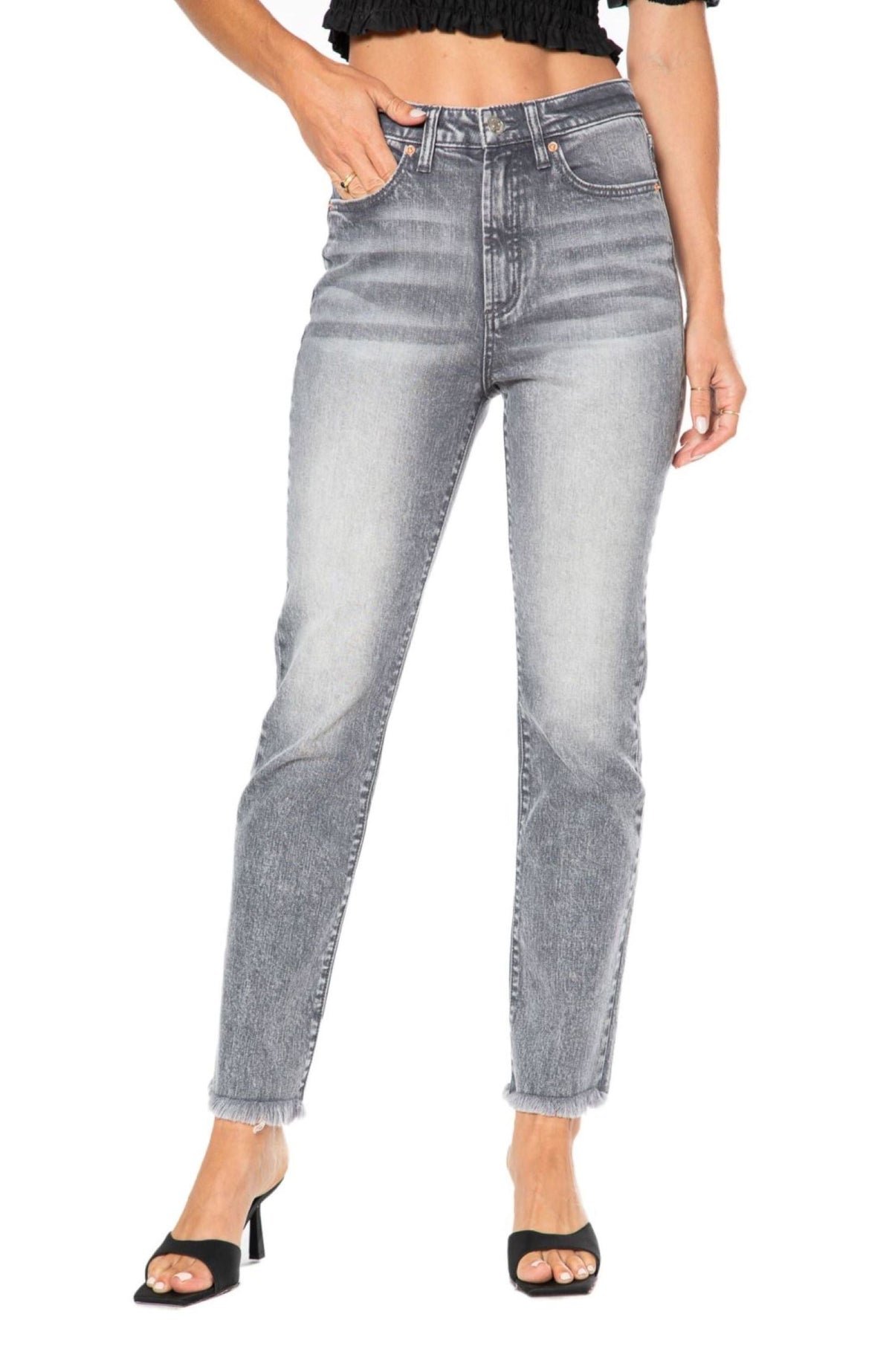 Juicy Couture Venice Straight Leg Jeans Grey Marble