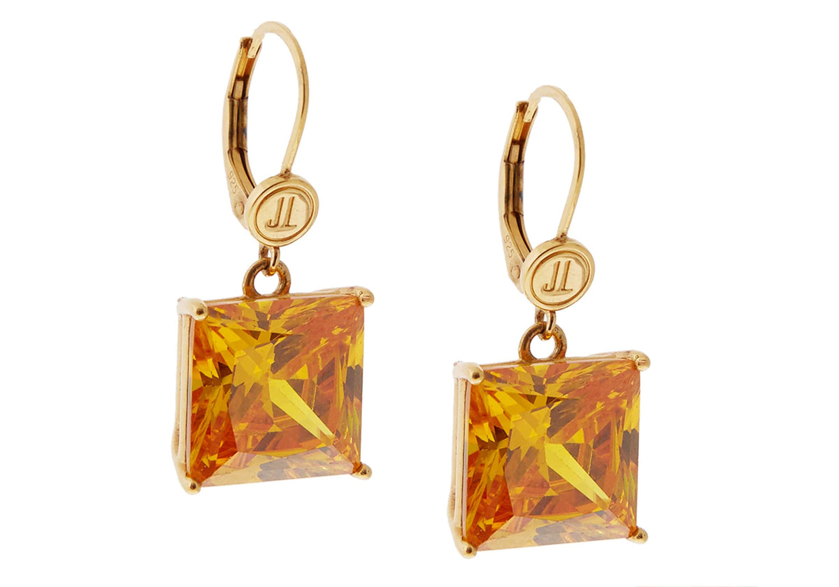 Judith Leiber Couture Square Gem Leverback Earring Amber