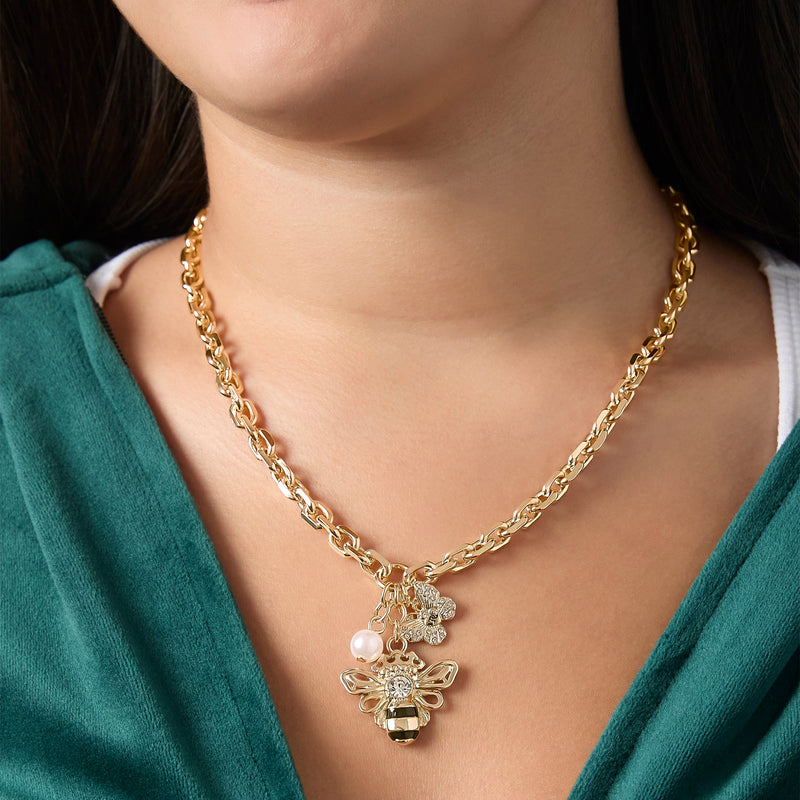 Charm Cluster Bee Necklace