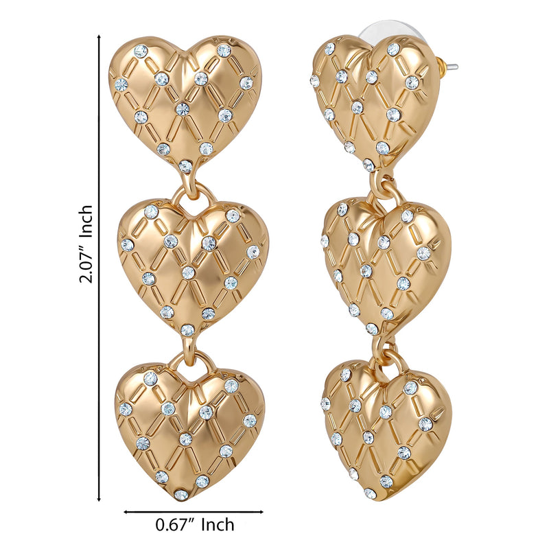 Triple Heart Drop Earrings