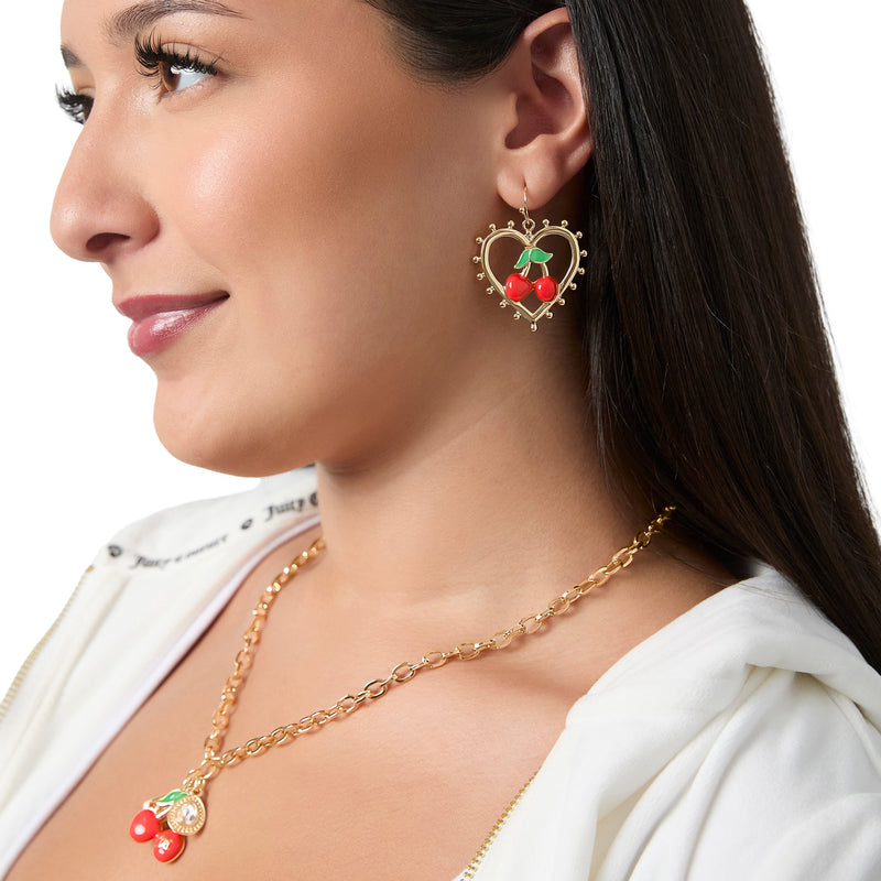 Cherry Heart Drop Earrings