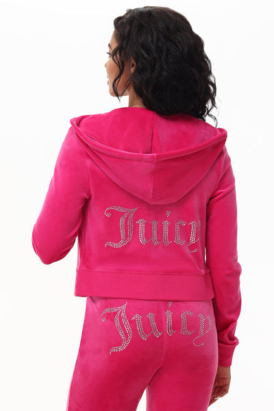 Custom Initial OG Big Bling Velour Hoodie - Juicy Couture