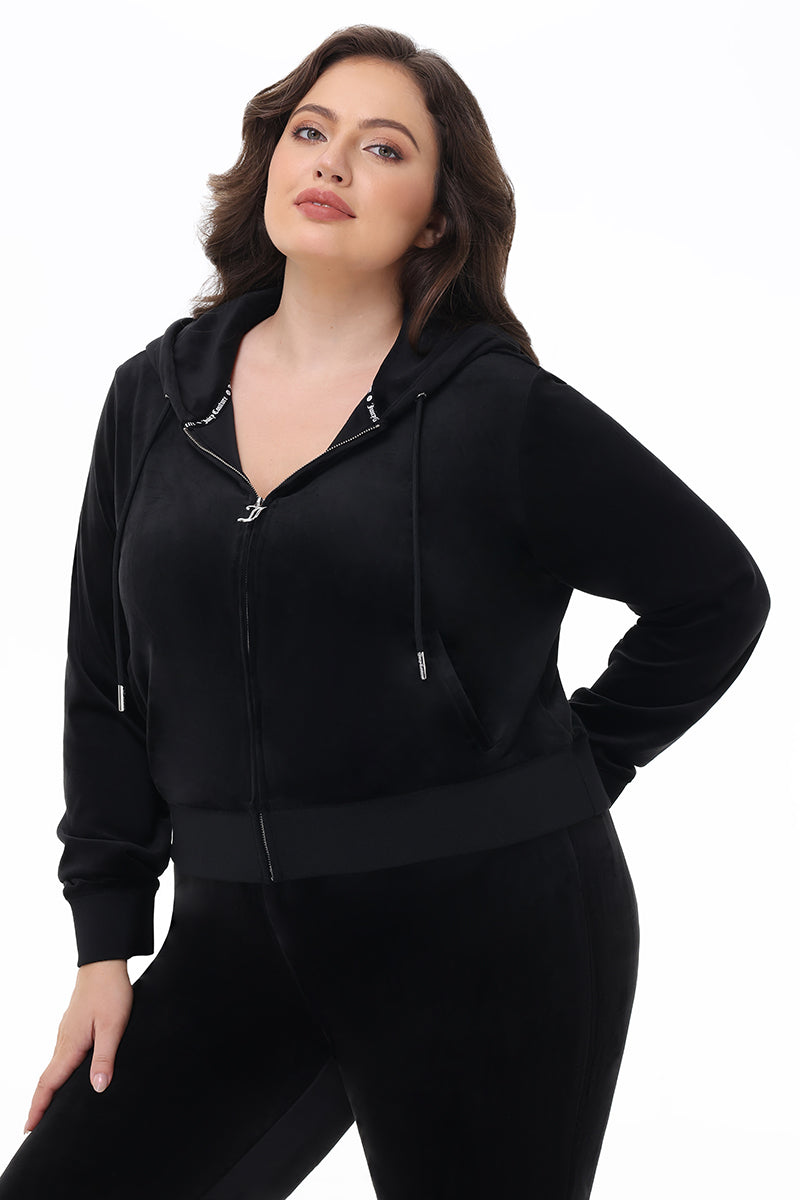 Plus-Size OG Big Bling Velour Hoodie - Juicy Couture