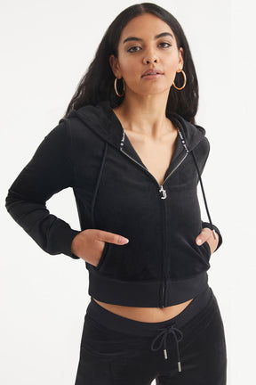Aquarius Customizable Big Bling Velour Hoodie - Juicy Couture