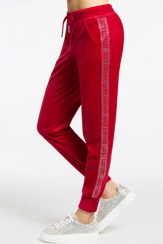 Velour Joggers with Side Bling