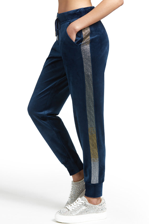 Velour Joggers with Ombre Side Bling