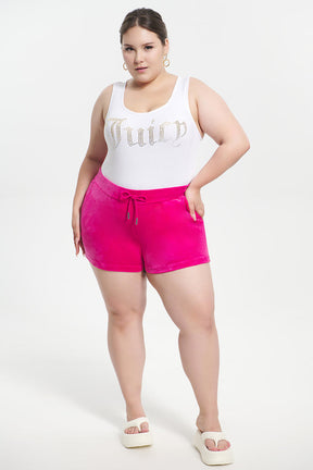 Plus-Size Big Bling Velour Shorts