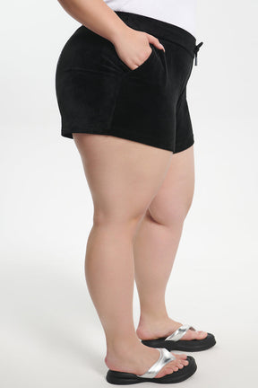 Plus-Size Big Bling Velour Shorts