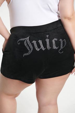 Plus-Size Big Bling Velour Shorts