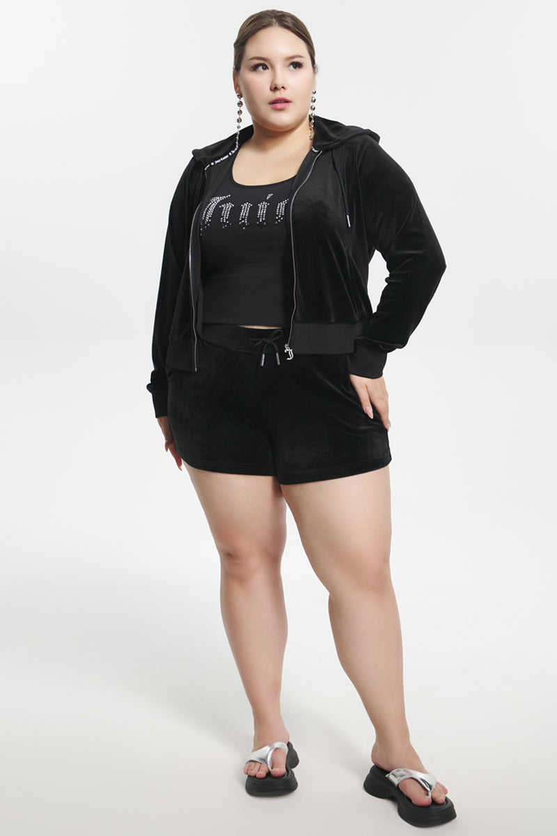 Plus-Size Big Bling Velour Shorts