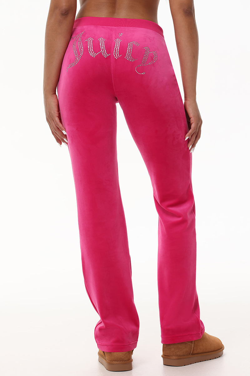 Custom Initial OG Big Bling Velour Track Pants - Juicy Couture