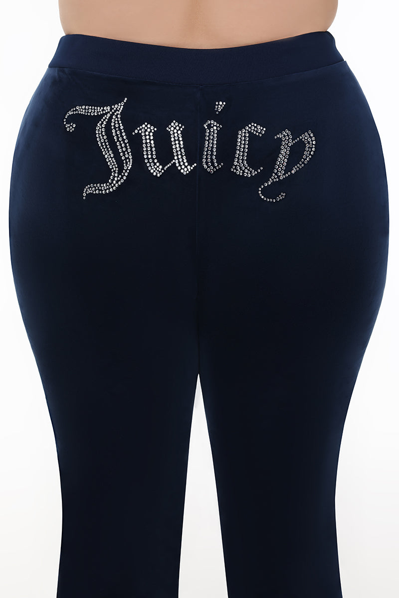 Plus-Size OG Big Bling Velour Track Pants