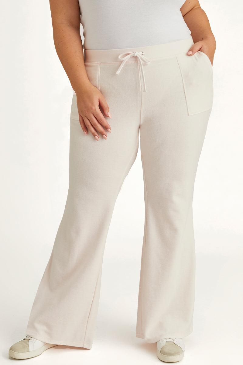 Plus-Size Hollywood Snap Pocket Cotton Velour Track Pants