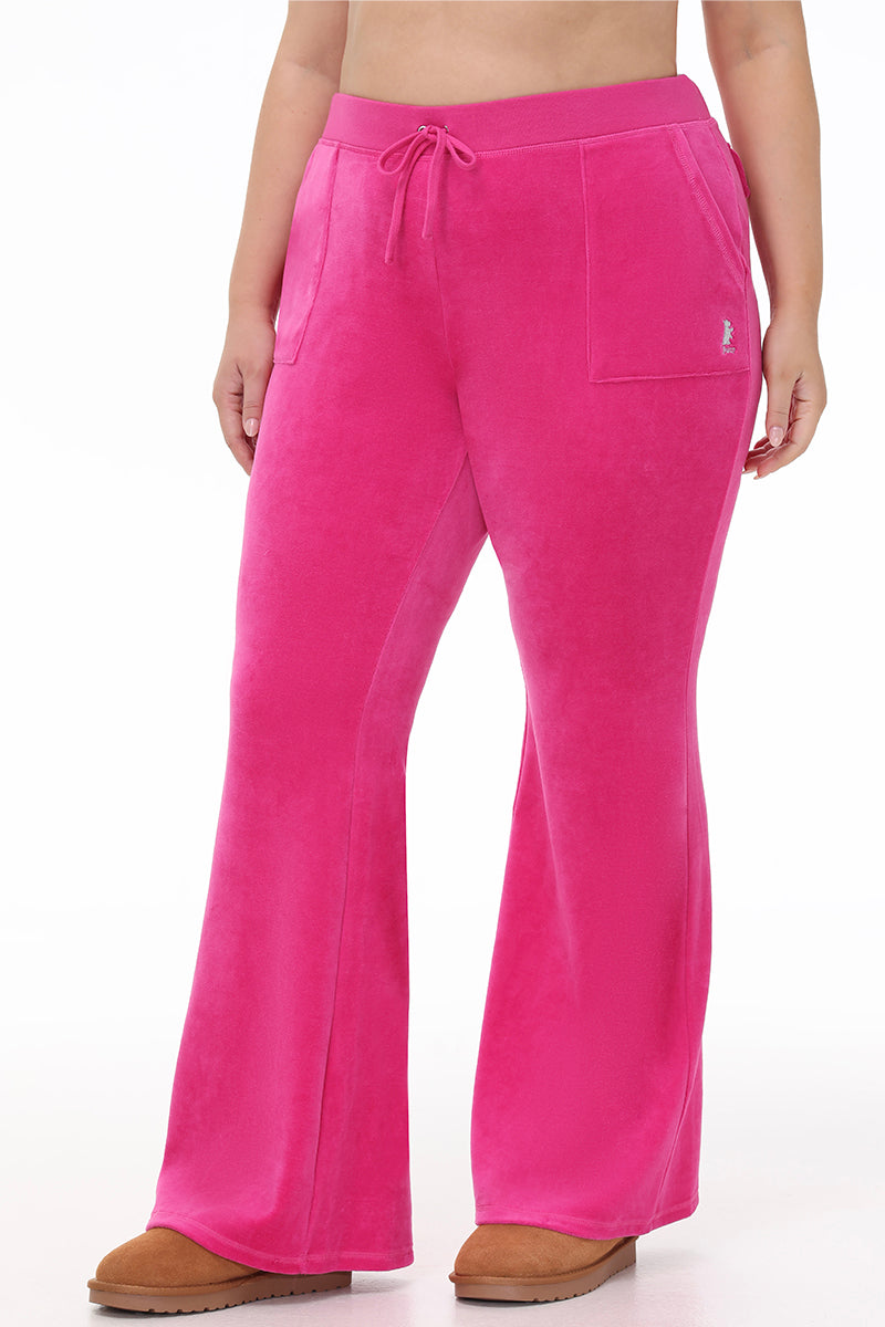 Plus-Size Hollywood Scottie Snap Pocket Velour Track Pants - Juicy Couture