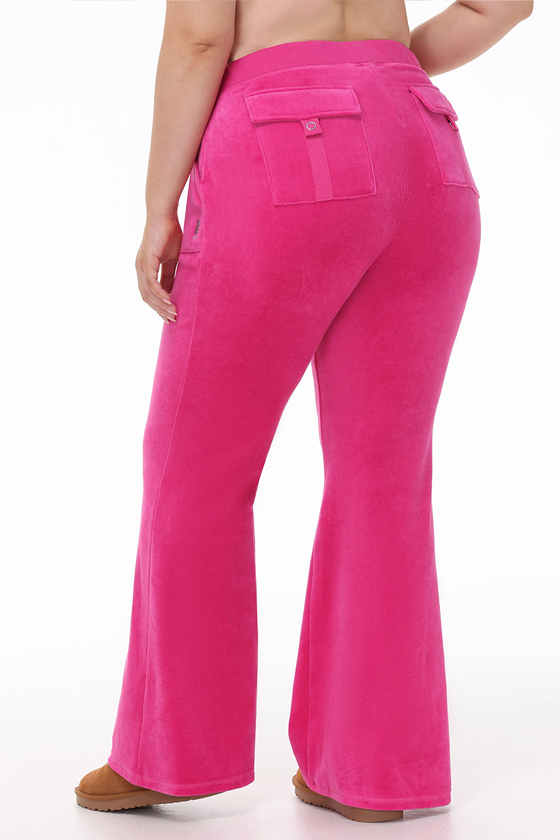 Plus-Size Hollywood Scottie Snap Pocket Velour Track Pants - Juicy Couture