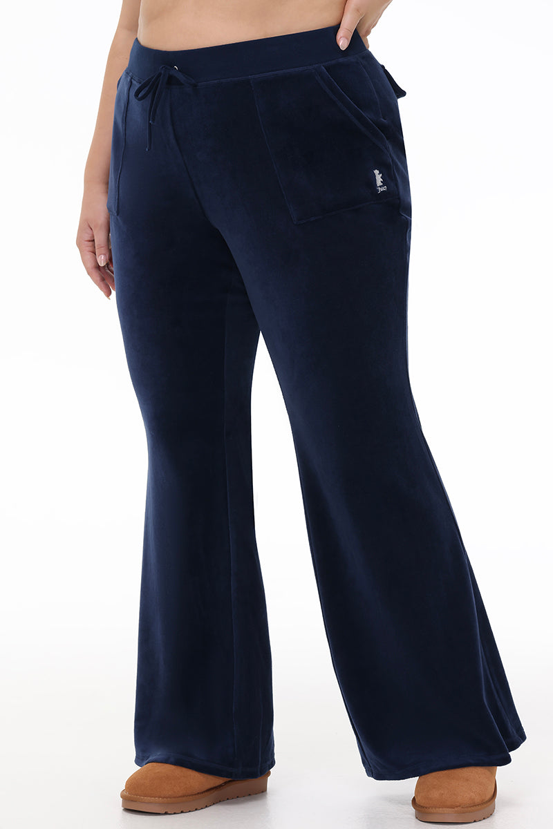 Plus-Size Hollywood Scottie Snap Pocket Cotton Velour Track Pants