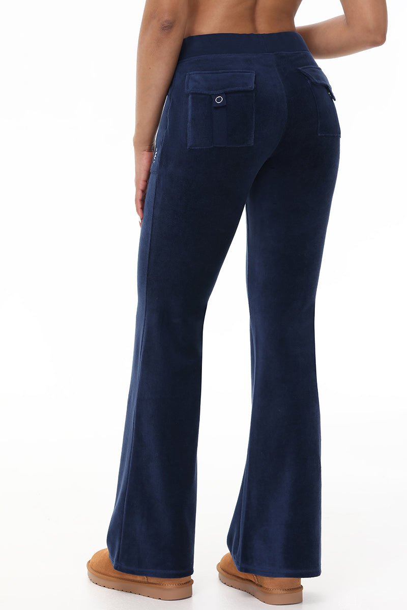 Hollywood Scottie Snap Pocket Cotton Velour Track Pants - Juicy Couture