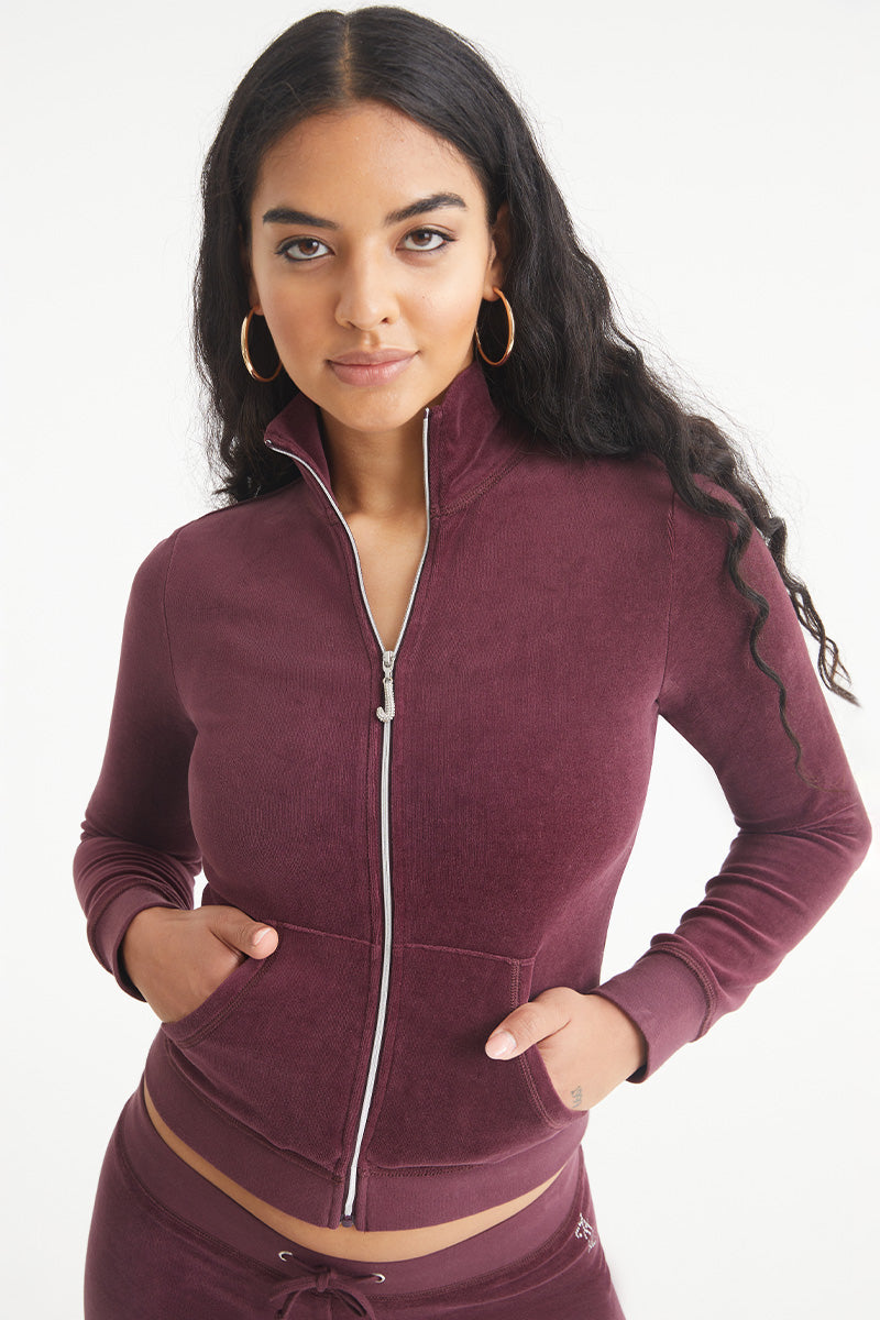 Ombre Bling Cotton Velour Mockneck Track Jacket - Juicy Couture