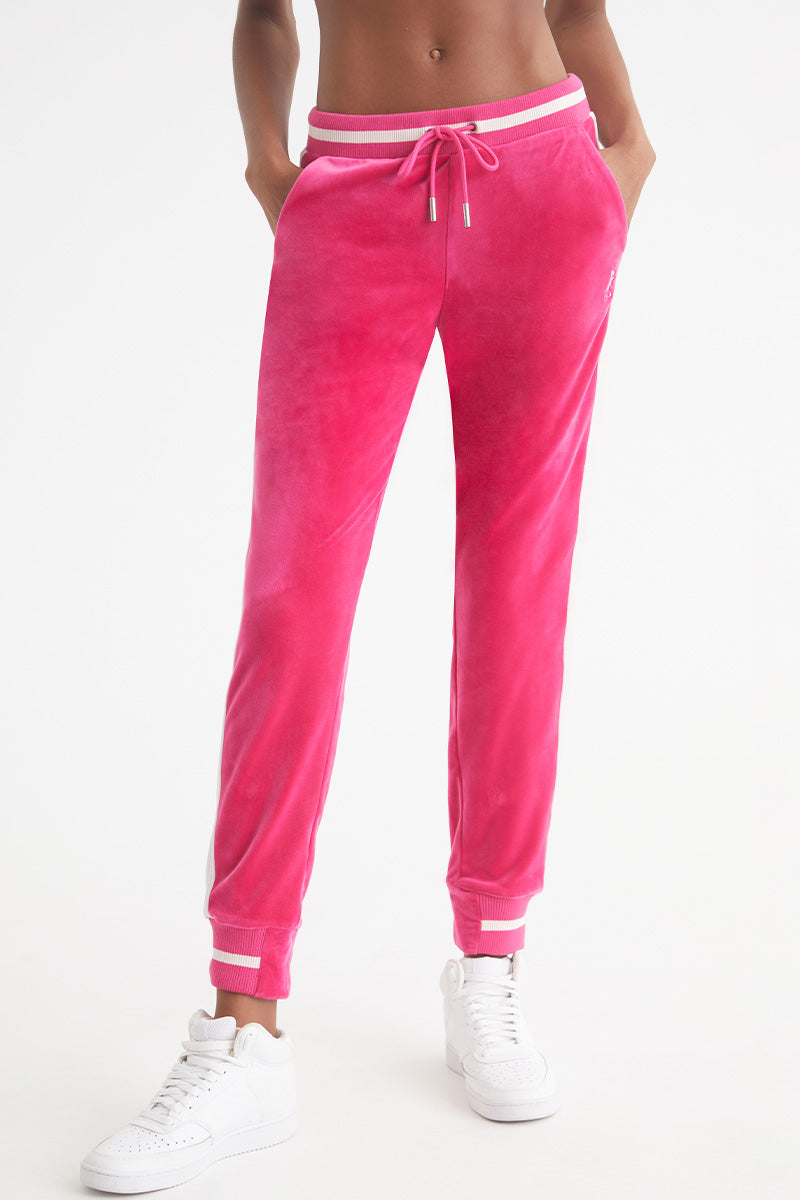 Contrast Rib Velour Joggers