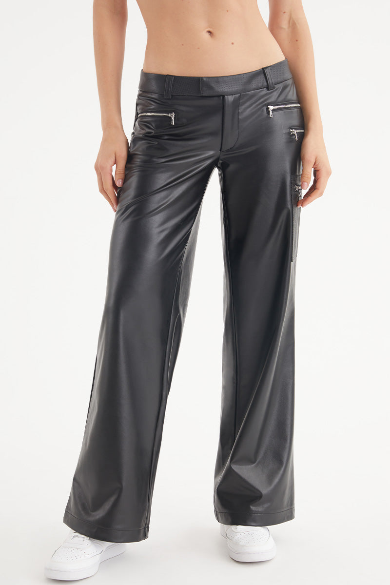 Faux Leather Cargo Pants