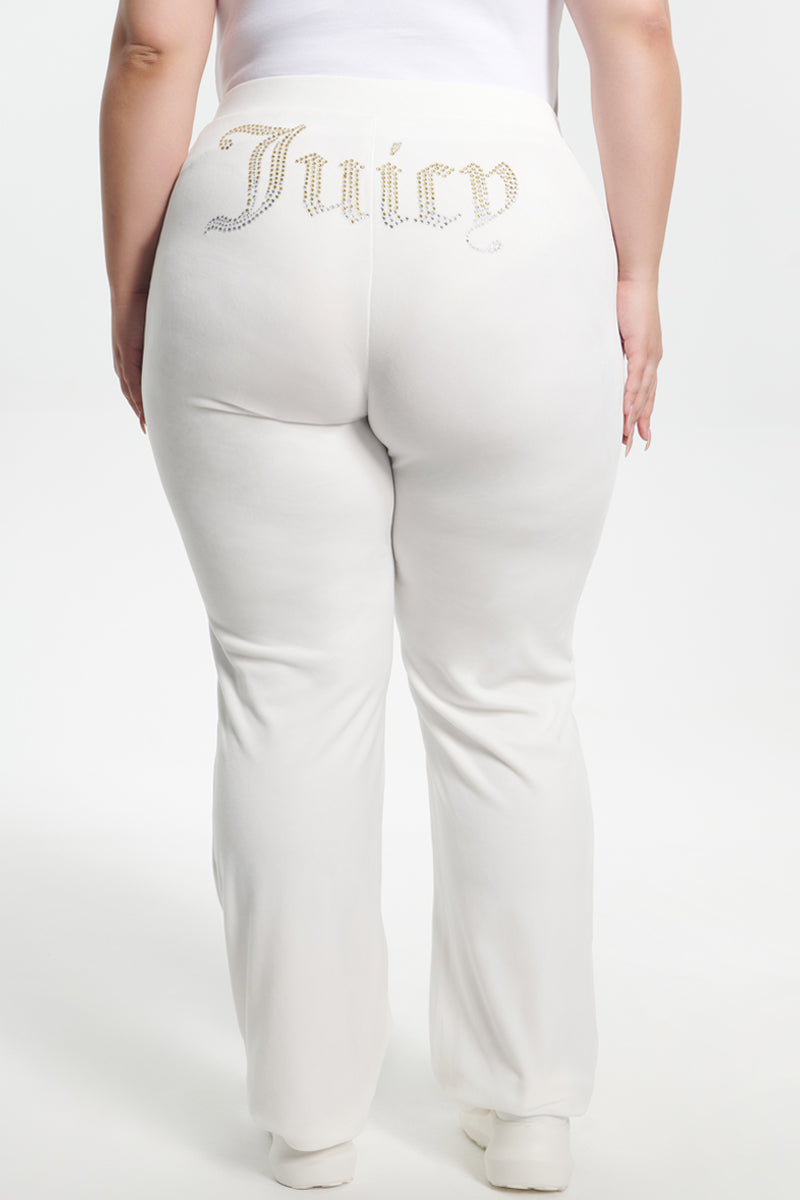 Plus-Size Ombre Big Bling Velour Track Pants