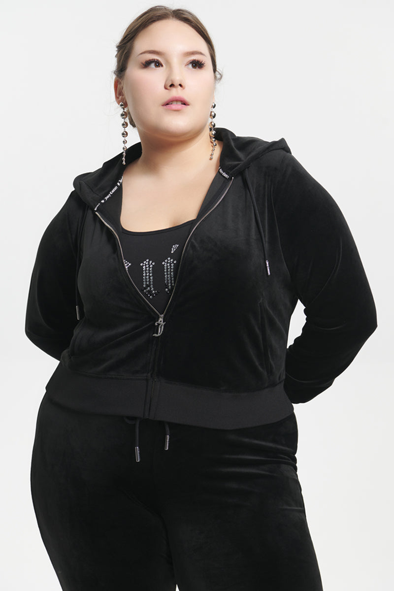 Plus-Size Ombre Big Bling Velour Hoodie